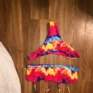 Tie Dye Bandeau With Cheeky Bikini Set